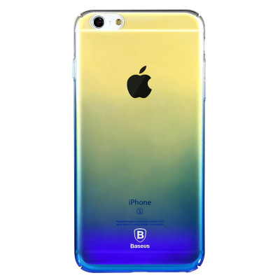 Твърди гърбове Твърди гърбове за Apple Iphone Твърд гръб ултра тънък хамелеон градиент оригиален BASEUS Glaze Case series за Apple iPhone 6 Plus 5.5 / Apple iPhone 6s Plus 5.5 син преливащ към прозрачно